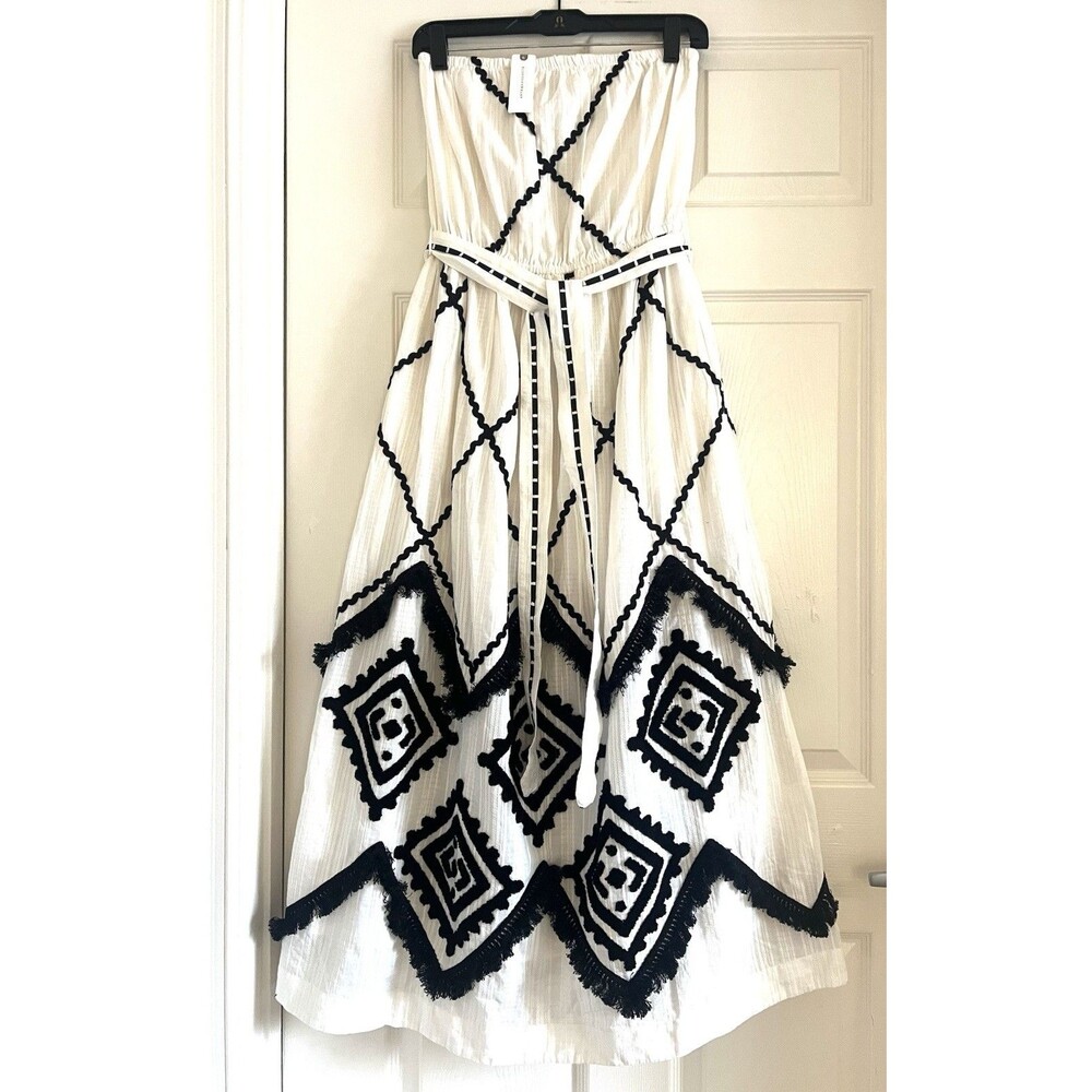 Anthropologie Verb Pallavi Singhee Maxi Dress Sz 8 Applique Strapless Boho NWT